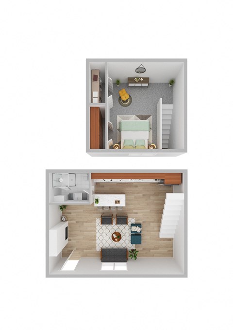 a view of the living room and dining room of our 1 bedroom apartment at university gardens